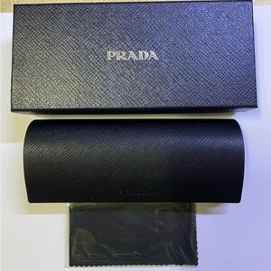Prada Black Eyewear Case with Box and Cloth